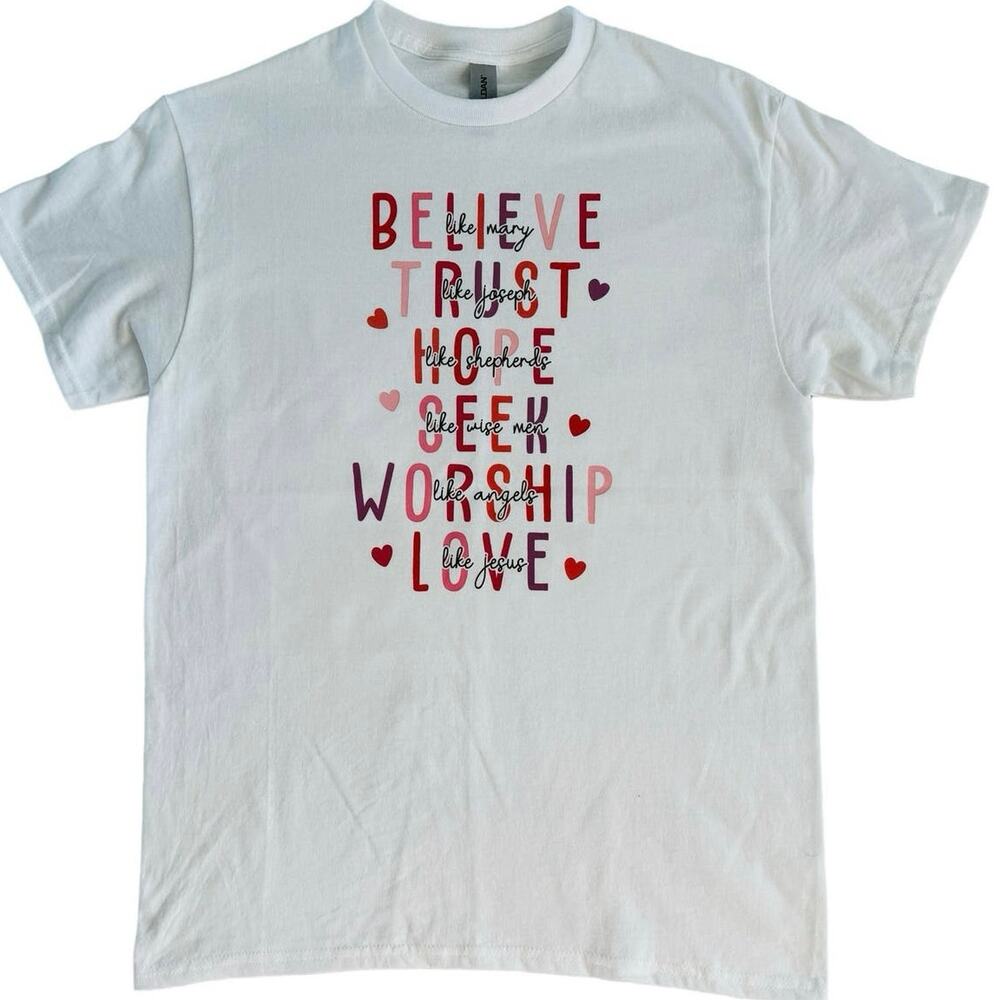 Believe, Trust, Hope… Women’s White Medium T-Shirt Short Sleeve - Picture 2 of 6